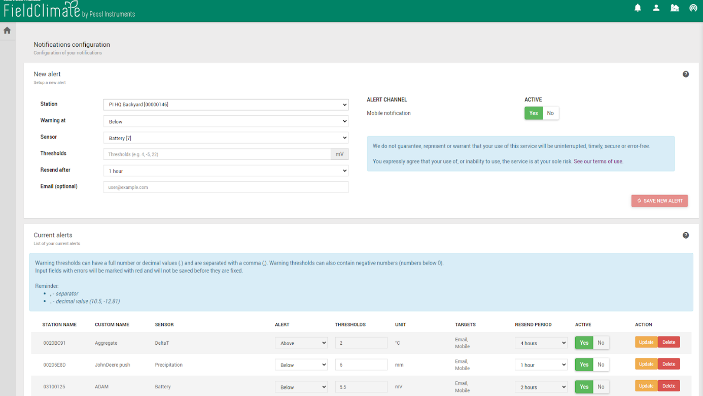 Configuration page_Fieldclimate manual