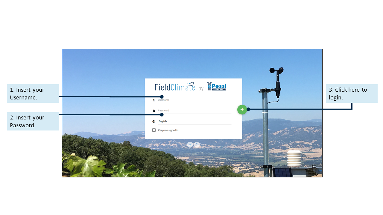 Login FieldClimate scree