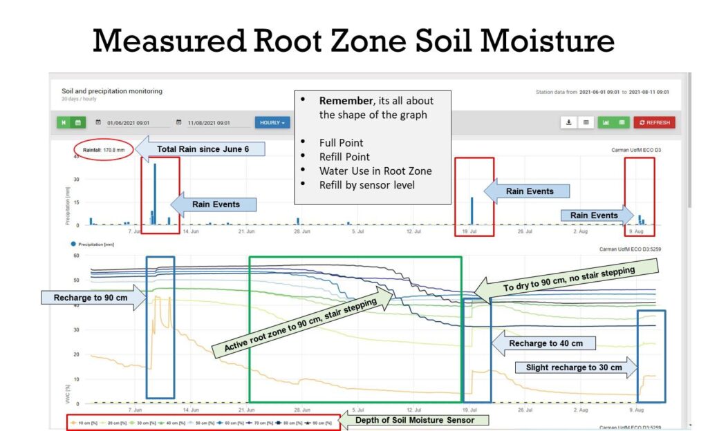 Измеренная влажность почвы в корневой зоне