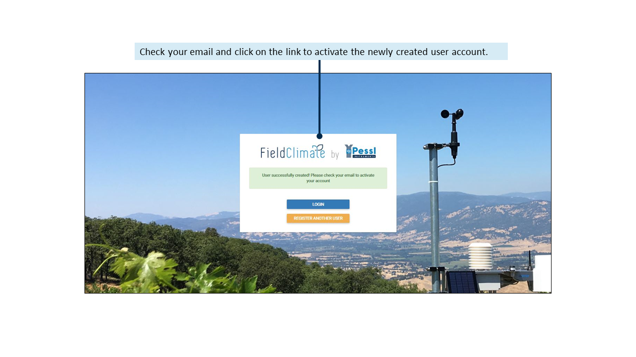 FieldClimate registo - terceiro passo