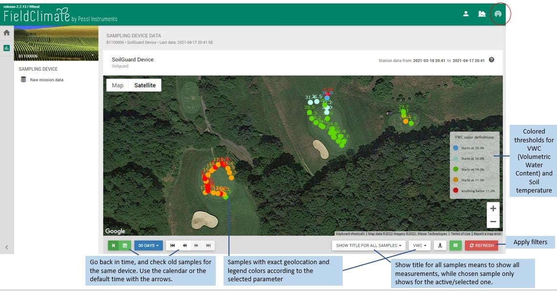 Données d'échantillonnage Soilguard_fieldclimate manual_3